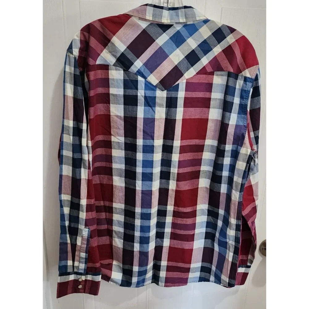 Levi's Long Sleeve Pearl Snap Button Up Shirt Western‎ Cowboy Vaquero Rodeo Sz L